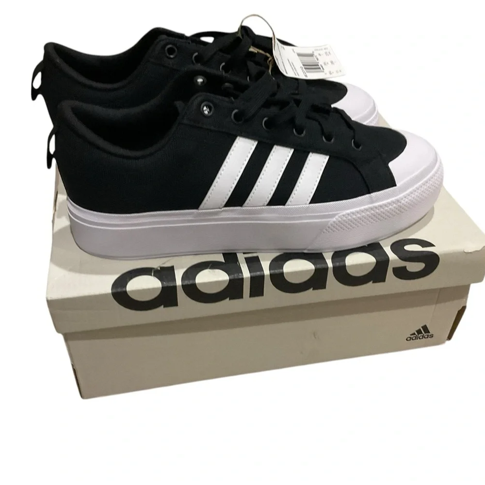 adidas Women's Black and White Platform Canvas Sneakers